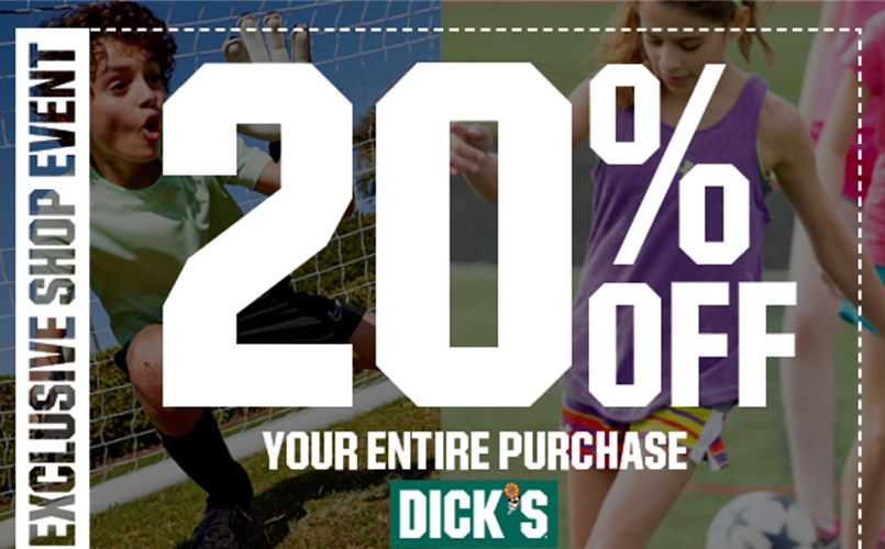 Another weekend of 20% savings at Dick's Nov. 21-24!